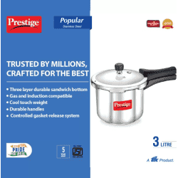 Prestige Popular | 3 L |  Pressure Cooker | Stainless Steel