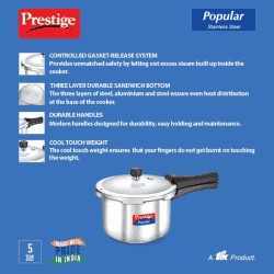 Prestige Popular | 3 L |  Pressure Cooker | Stainless Steel