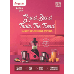 Preethi Peppy Plus MG 246 Mixer Grinder | 750 W | 4 Jars | Black, Red