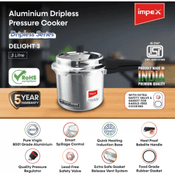 Impex Delight 3 Aluminium Dripless Pressure Cooker | 3 L