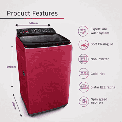 Bosch Washing Machine | WOE753M0IN | 7.5 Kg | Fully Automatic Top Load Washing Machine | Maroon