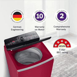Bosch Washing Machine | WOE753M0IN | 7.5 Kg | Fully Automatic Top Load Washing Machine | Maroon
