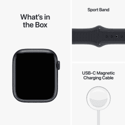 Apple Watch Series 8 Sports Band | 45 mm | Retina LTPO | OLED Display | Midnight Aluminum