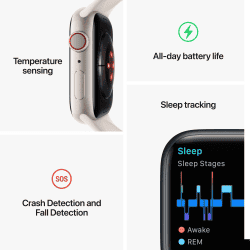 Apple Watch Series 8 Sports Band | 41 mm | Retina LTPO /OLED Display | Silver Aluminium