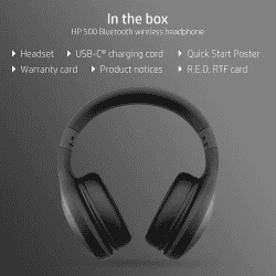 Hp 500 Bluetooth Wireless Ear Headphones | Black