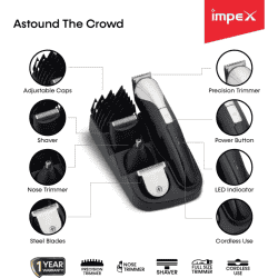IMPEX GK 401 | Grooming Kit 120 Runtime 5 Length Settings | Multicolor