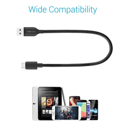 Portronics Konnect Core Mini Long Micro Usb Cable |  25Cm | Black