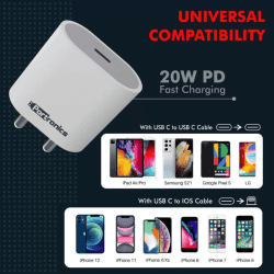 Portronics Mobile  Charger | Adapto 20 W 3 A | White