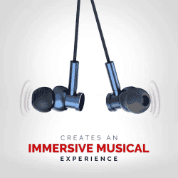 Pebble Vibe Wired Headset | True HD Metal Earphone with mic | In the Ear | Blue