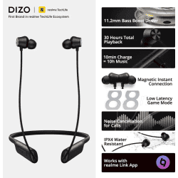 DIZO Wireless Bluetooth Headset | In the Ear | Classic Black