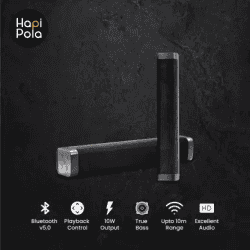 Hapi Pola Powerbeat wireless Bluetooth 5.0 sound bar Stereo Channel | Black
