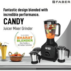 Faber FMG Candy 1000 Mixer Grinder |  3J+1PC   BK | Black