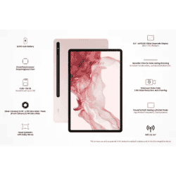 SAMSUNG Galaxy Tab S8+ | 8 GB/ 128 GB | 12.4 inch | Wi-Fi Only Tablet | Pink Gold