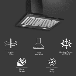Blowhot 60 Cms Ariel Chimney | 800 m3/h | Black