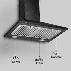 Blowhot 60 Cms Ariel Chimney | 800 m3/h | Black