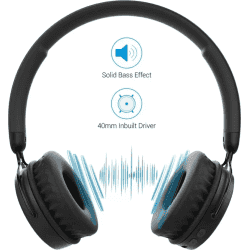 Portronics Bluetooth Headset | POR-317  | On the Ear Muffs M  | Black