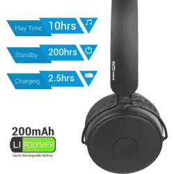 Portronics Bluetooth Headset | POR-317  | On the Ear Muffs M  | Black
