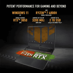 ASUS TUF Gaming A17 with 90Whr Battery Ryzen 7 Octa Core AMD R7-4800H | 8 GB/512 GB SSD | FA706ICB-HX061W | Graphite Black