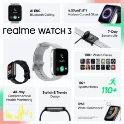 realme Watch 3 Bluetooth Calling Smartwatch | Black Strap