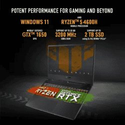 ASUS TUF Gaming A17 with 90Whr Battery Ryzen 5 Hexa Core AMD R5-4600H | 8 GB/512 GB SSD | FA706IHRB-HX041W | Graphite Black