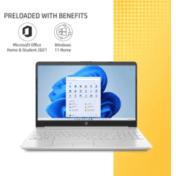 HP Laptop Core i3 11th Gen | 8 GB/1 TB HDD/256 GB SSD | 15s-du3612TU Thin and Light Laptop | Natural Silver