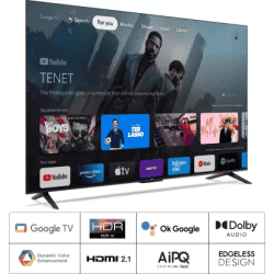 TCL | 43P635 | 108 cm (43 inches) | Metallic Bezel-Less Series 4K Ultra HD Smart LED Google TV | Black