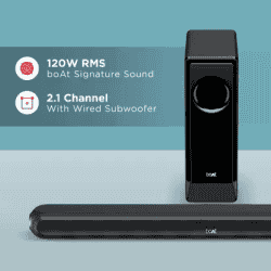 boAt Aavante Bar 1600D 120 W Bluetooth Soundbar | Premium Black, 2.1 Channel