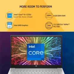 HP Pavilion Thin and Light Laptop | Intel Core i5 12th Gen | 8 GB | 512 GB | Natural Silver | 14-DV2053TU
