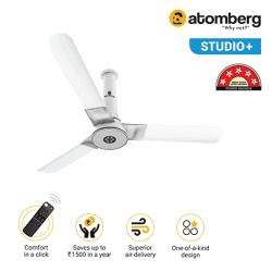 Atomberg Studio 1200 mm Remote 3 Blade Ceiling Fan | MARBLE WHITE