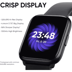 DIZO Watch D Sharp 1.75 inch with High Resolution Display | Black Strap