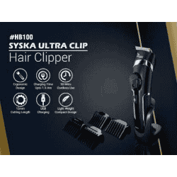 SYSKA HB100 Ultraclip Hair Clipper and Trimmer support | 4 Stubble Guided Comb | Black