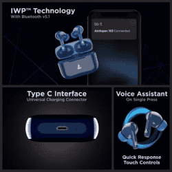 boAt Airdopes 161 Bluetooth Headset |True Wireless | Bold Blue