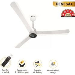 Atomberg Renesa Plus  3 Blade Ceiling Fan | 1200 mm | BLDC Motor with Remote | Pearl White