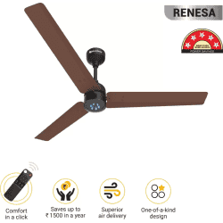 Atomberg Renesa Ceiling Fan | 1200 mm | 3 Blade | BLDC Ceiling Fan with Remote Control & LED Indicators | Matt Brown & Black