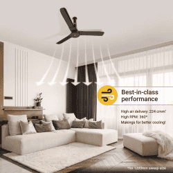 Atomberg Studio+  BLDC motor Energy Saving Ceiling Fan | 1200mm | 32W | Earth Brown