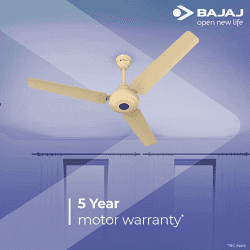 Bajaj Energos 26 Ceiling Fan with Remote | 1200mm | Base Ivory