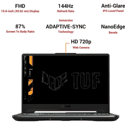 ASUS TUF GAMING A15 FA506ICB-HN005W Gaming Laptop | Ryzen 7 Octa Core 4800H | 8 GB/512 GB SSD/Windows 11 Home/4 GB Graphics/NVIDIA GeForce RTX 3050/144 Hz  | 15.6 inch | Graphite Black