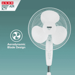 Usha Mist Air Icy Pedestal Fan | 3 Blade | White