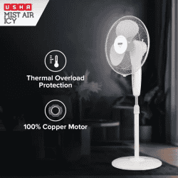 Usha Mist Air Icy Pedestal Fan | 3 Blade | White