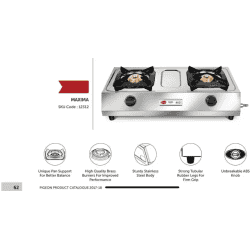 Pigeon Maxima Stainless Steel Manual Gas Stove | 2 Burners