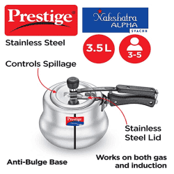 Prestige Prestige Nakshatra Induction Bottom Pressure Cooker  Alpha | 3.5 L | Stainless Steel