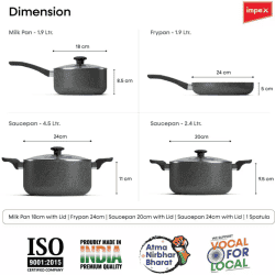 Impex Royal Granite 8 Pcs Non Stick Coated Cookware Set | 4 Piece | Aluminium