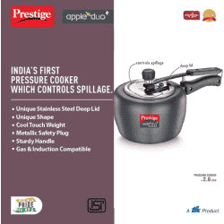 Prestige Svachh Apple Duo Induction Bottom Pressure Cooker  | 2 L | Hard Anodized