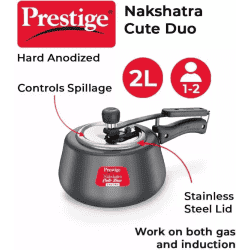 Prestige Svachh Duo Cute induction Bottom Pressure Cooker | 2 L | Black