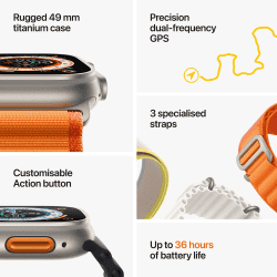 Apple Watch Ultra | 49 mm | GPS + Cellular | Titanium Case | Midnight Ocean