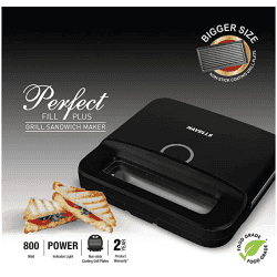 Havells Perfect Fill Plus 2 Slice Grill Sandwich Maker | 800 W | Black