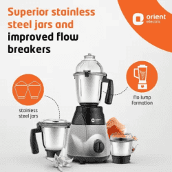 Orient Electric MGCS120G3 1200W Mixer Grinder | 3 Jars | Black