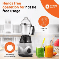 Orient Electric MGCS120G3 1200W Mixer Grinder | 3 Jars | Black