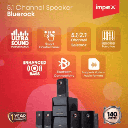 IMPEX 5.1 Portable Bluetooth Home Theatre | Black, 5.1 Channel
