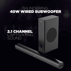 boAt Aavante Bar 1250 80 Watt 2.1 Channel Wireless Bluetooth Soundbar | Premium Black